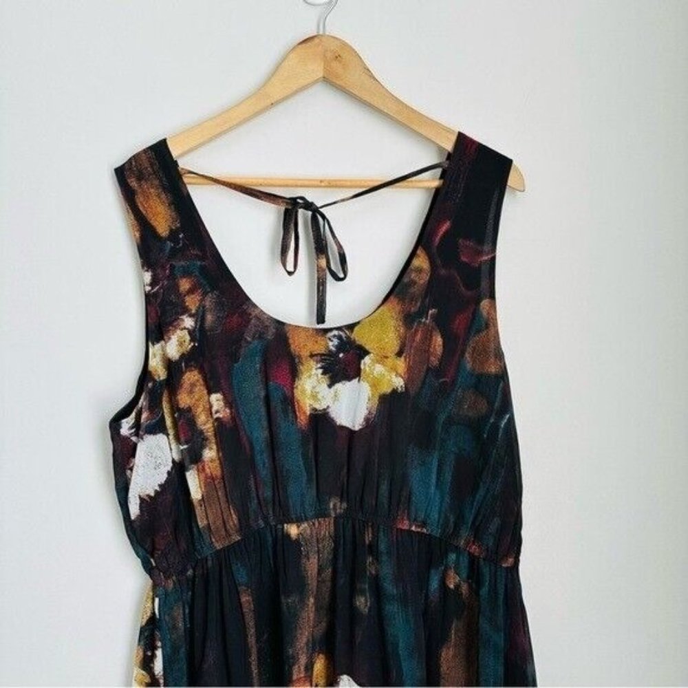 Monroe & Main Brown Orange Turquoise Skin Tie Maxi Dress Summer Cruise SZ 2X - Picture 5 of 9